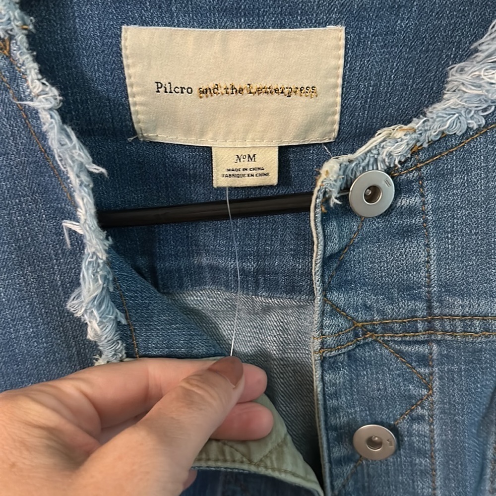Anthropologie Pilcro collarless flounce jean jacket - Picture 3 of 4